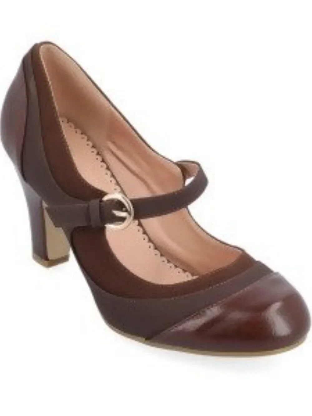 Journee Collection Siri Brown Mary Jane Pumps Round Toe Heels Women's Size 8.5
